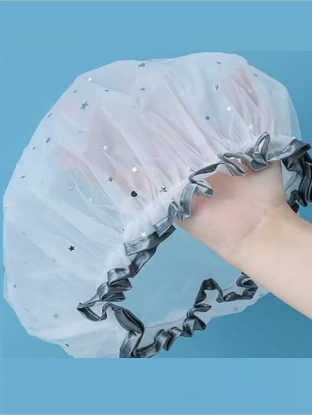 💞 New Gold Star Shower Cap Bonnet with Gray Trim